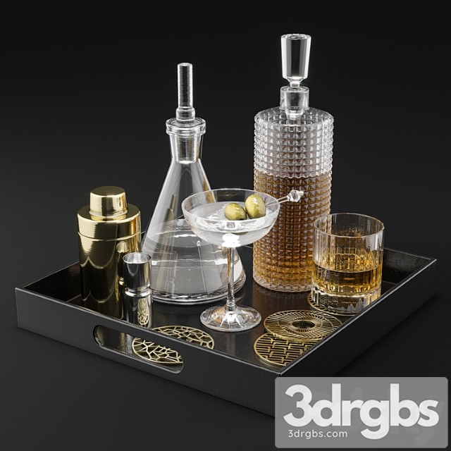 Cb2 barware coffee table decor set 1 3dsmax Download - thumbnail 1