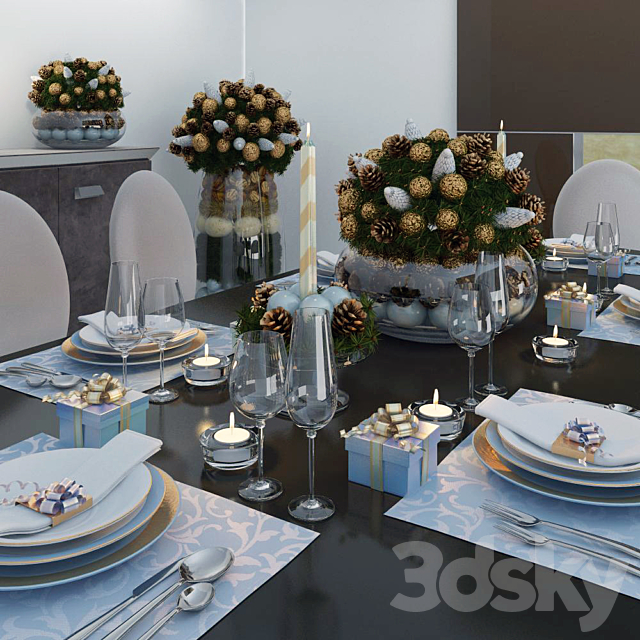 Christmas decorations and serving 3DSMax File - thumbnail 1