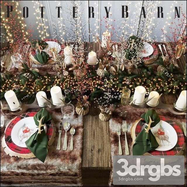 Christmas Table Pottery Barn 3dsmax Download - thumbnail 1