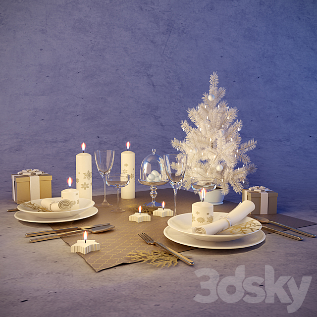 Christmas table setting 3DSMax File - thumbnail 1