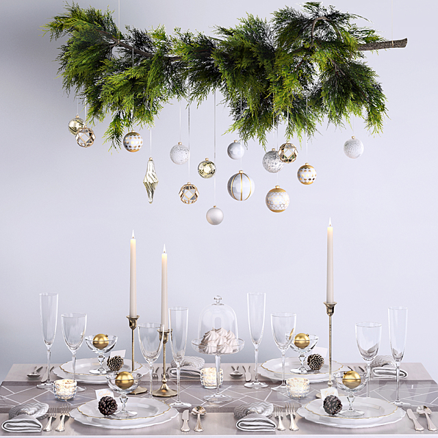 Christmas tablescape 3ds Max - thumbnail 1