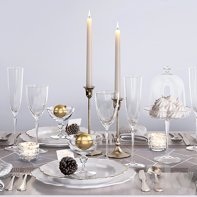 Christmas tablescape 3ds Max - thumbnail 3