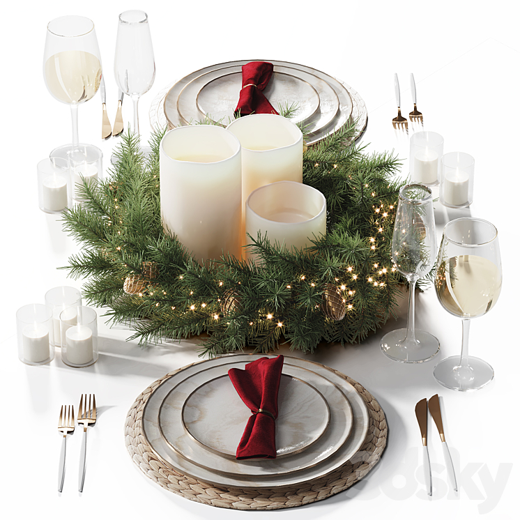 Christmas tableware 3DS Max - thumbnail 1