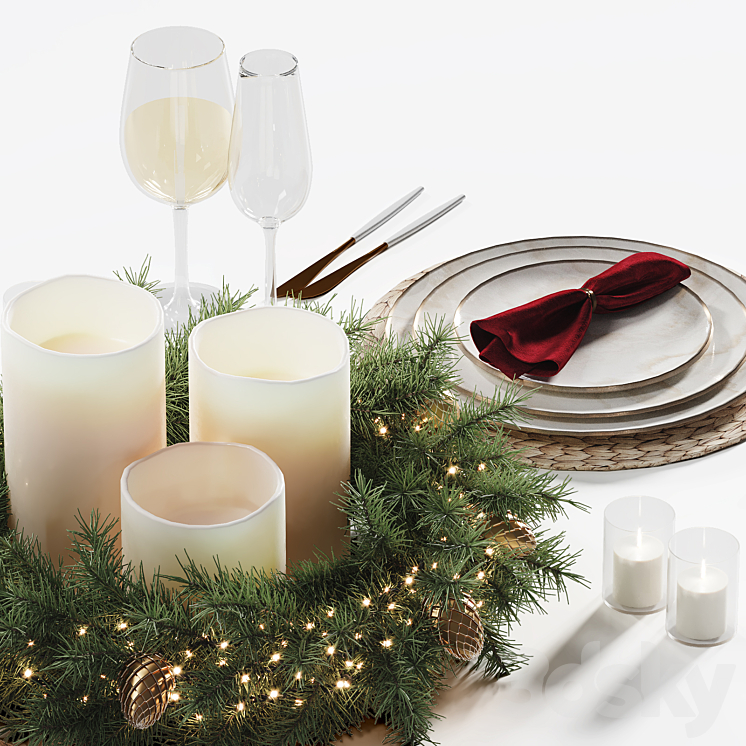 Christmas tableware 3DS Max - thumbnail 2