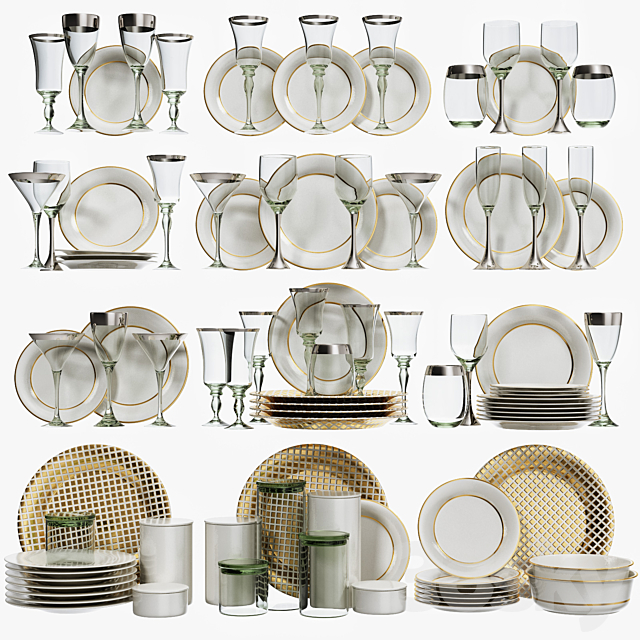 Classic glasses and dishes 3DSMax File - thumbnail 1