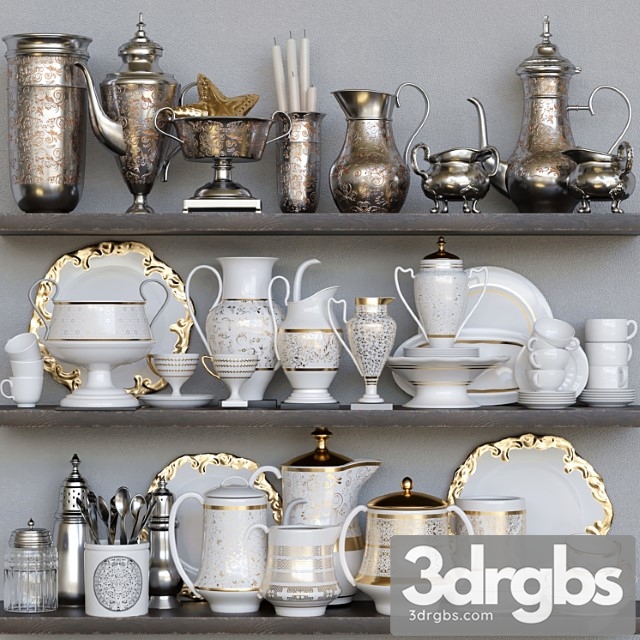 Classic Tableware Set With Porcelain And Potal 3dsmax Download - thumbnail 1