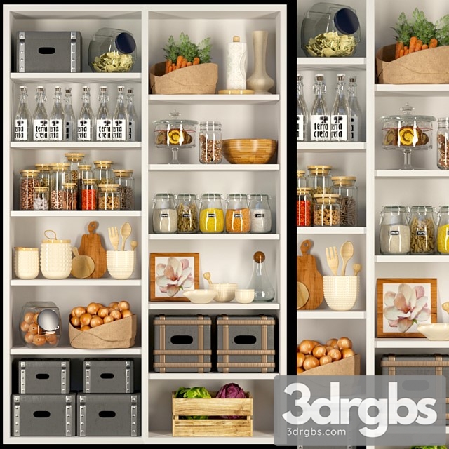 Closet in the pantry with products, spices and groceries in a classic style - thumbnail 1