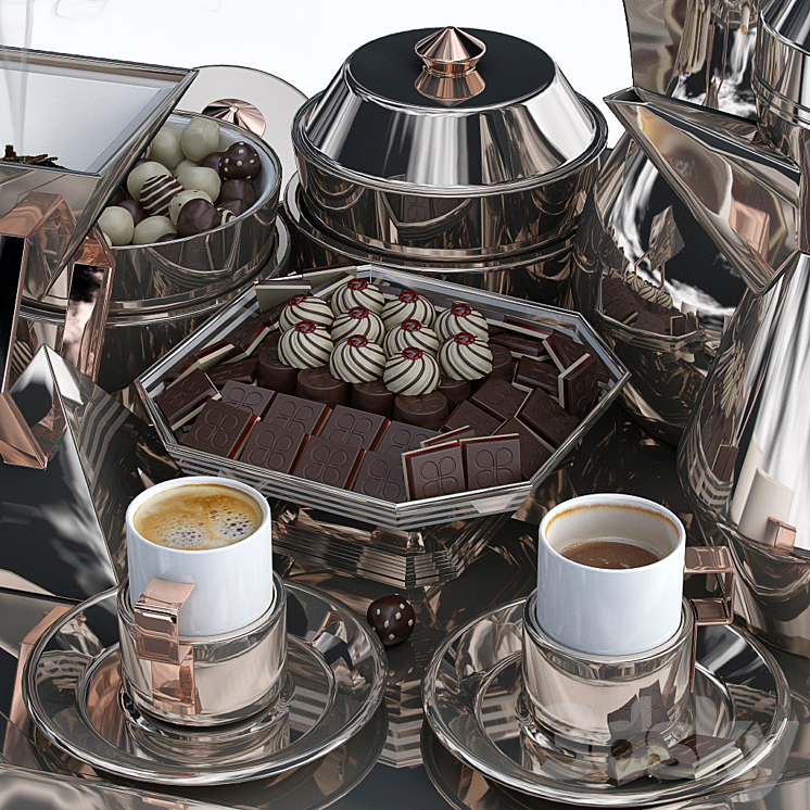 Coffee set 3DS Max - thumbnail 2