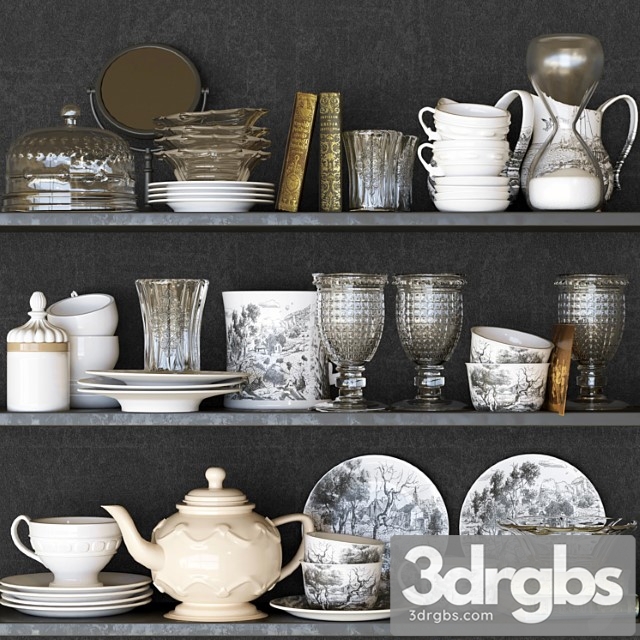 Collection of tableware and kitchen accessories 3dsmax Download - thumbnail 1