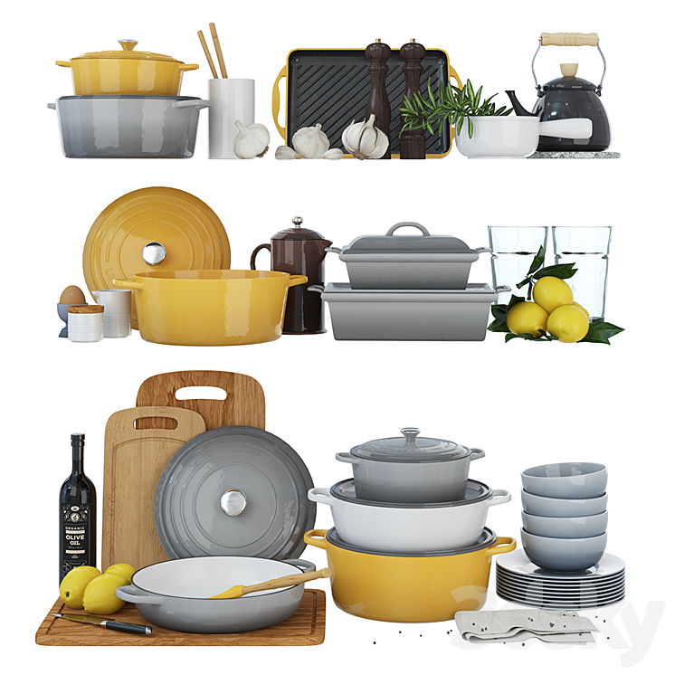 Cookware Le Creuset 02 3DS Max - thumbnail 1