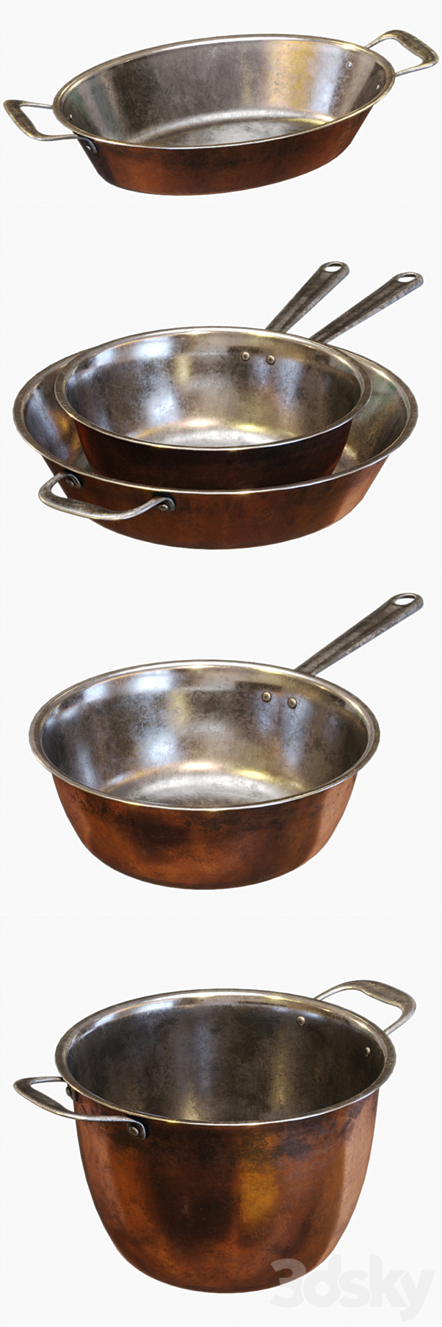 Copper Cookwares Set 3ds Max - thumbnail 2