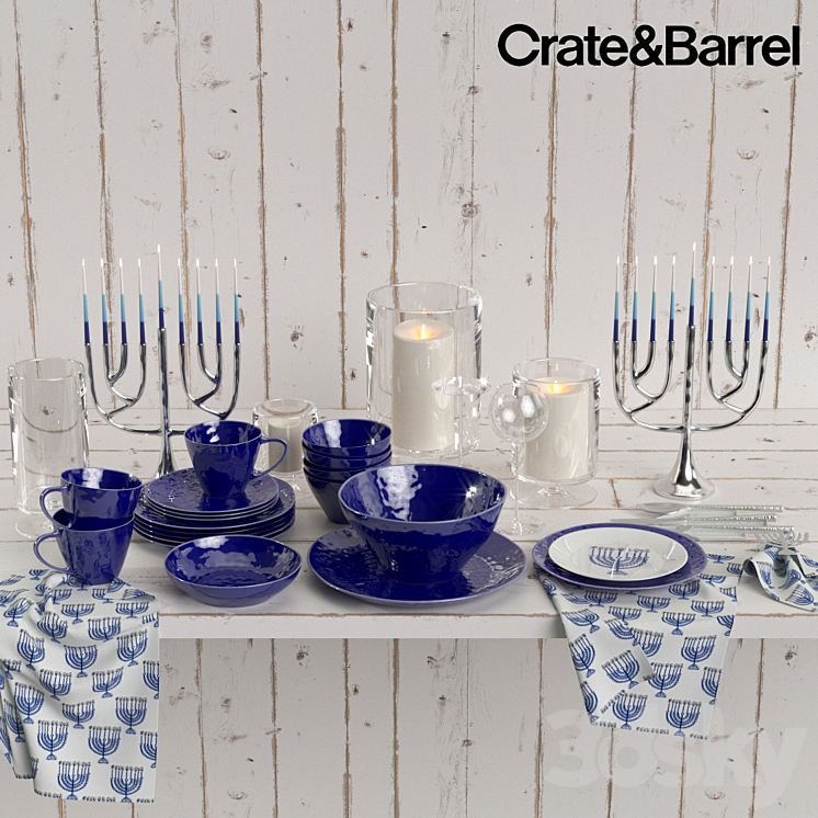 Crate&Barrel Hanukkah set 3DS Max - thumbnail 1