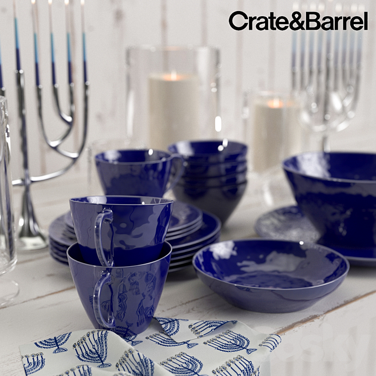 Crate&Barrel Hanukkah set 3DS Max - thumbnail 2