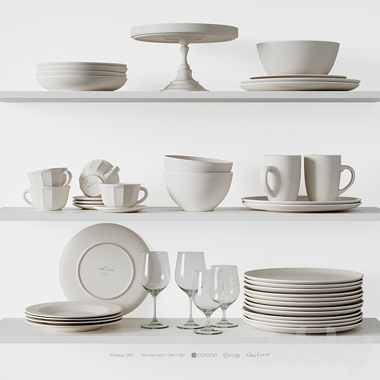 Crockery 001 3DS Max Model - thumbnail 1