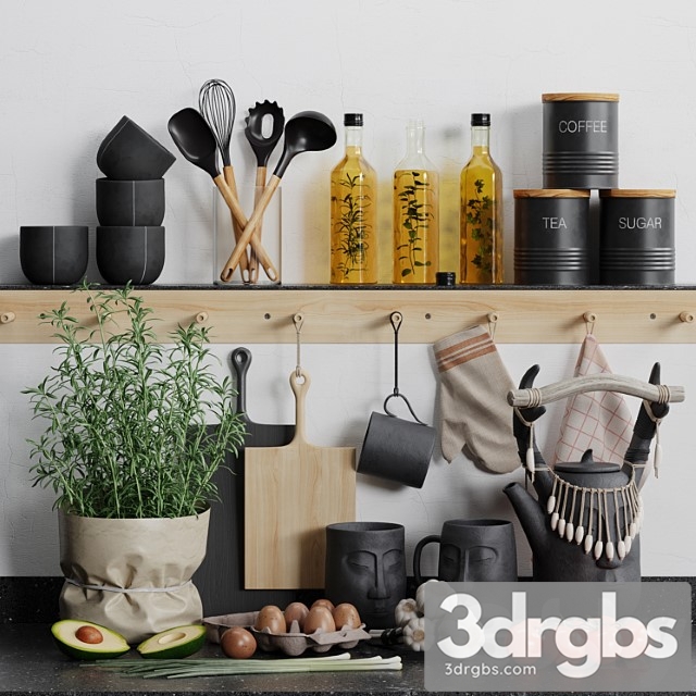 Decorative Kitchen Set 03 3dsmax Download - thumbnail 1