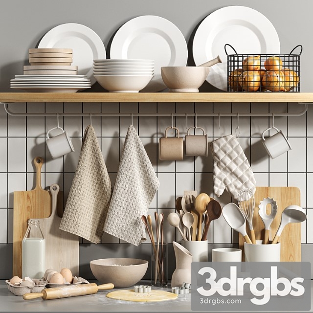 Decorative kitchen set 05 3dsmax Download - thumbnail 1