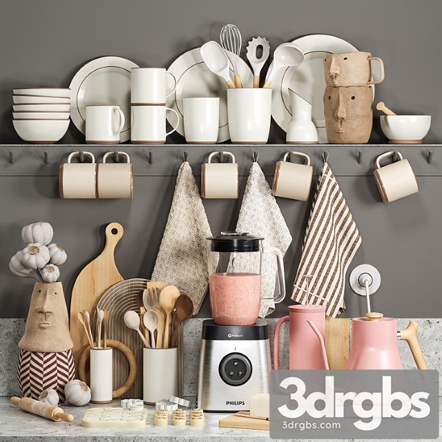 Decorative kitchen set 07 3dsmax Download - thumbnail 1