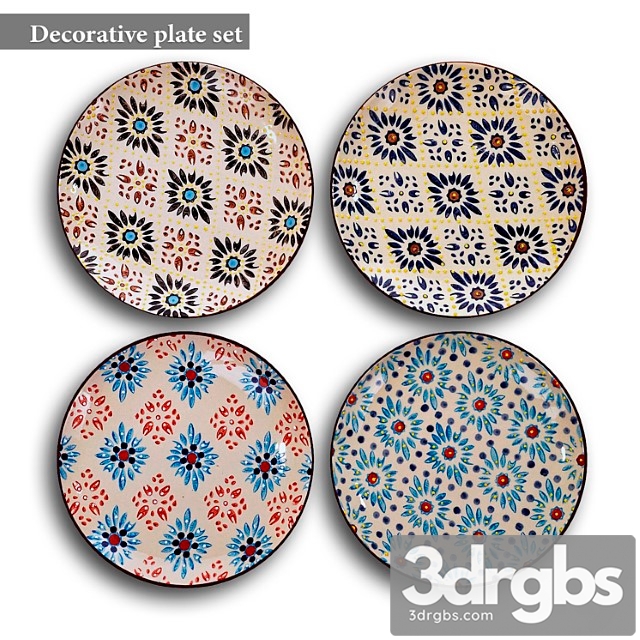 Decorative plate set 16 3dsmax Download - thumbnail 1