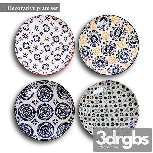 Decorative plate set 2 3dsmax Download - thumbnail 1