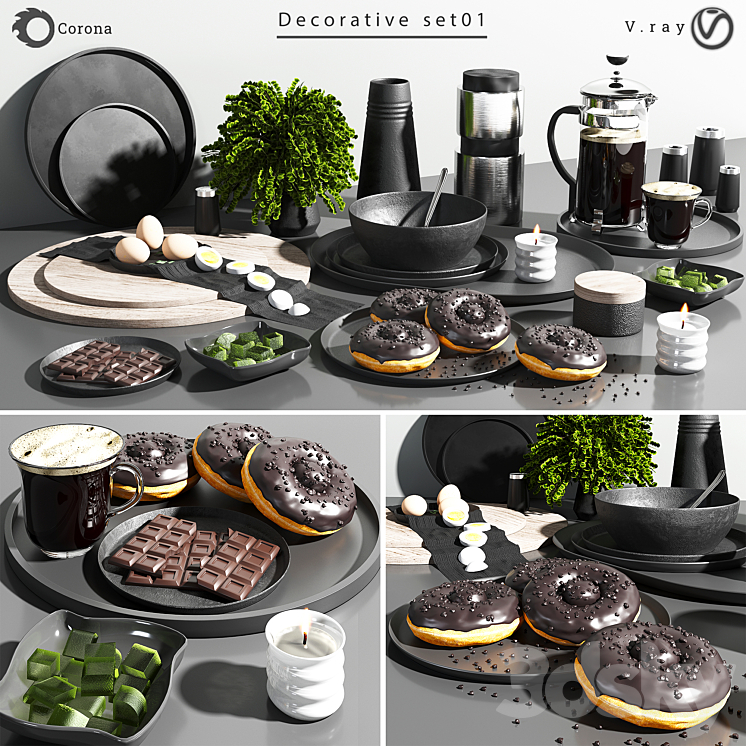 Decorative Set-01 3DS Max Model - thumbnail 1