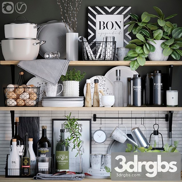 Decorative set for the kitchen 2 3dsmax Download - thumbnail 1