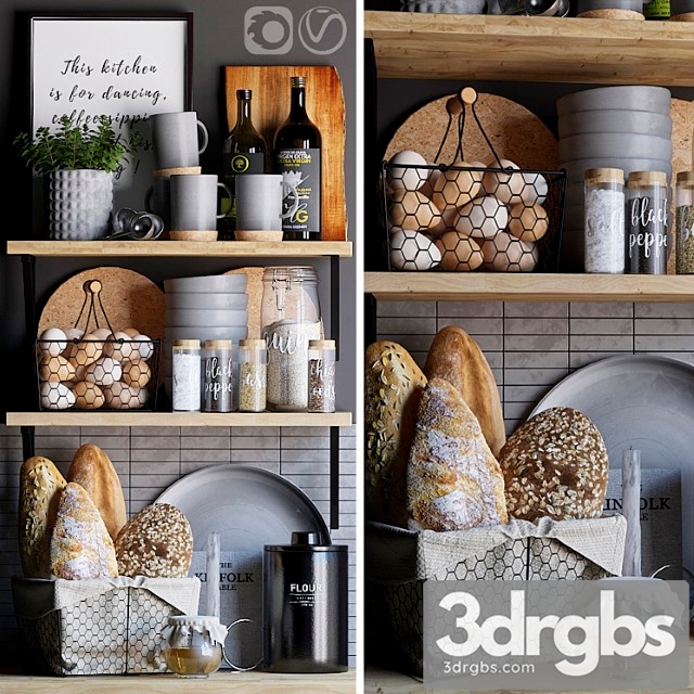 Decorative set for the kitchen 6 3dsmax Download - thumbnail 1