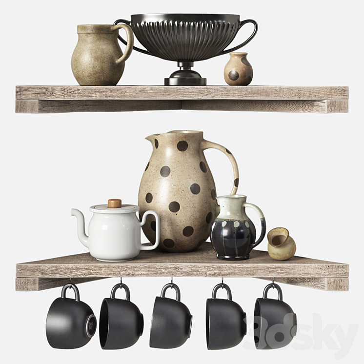 Decorative set for the kitchen – Provence 3DS Max - thumbnail 1