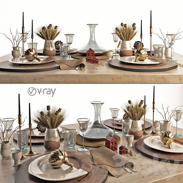 decorative set of dishes 3DSMax File - thumbnail 1