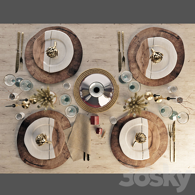 decorative set of dishes 3DSMax File - thumbnail 2