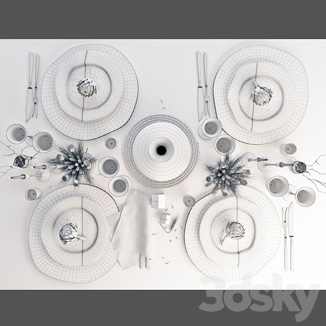 decorative set of dishes 3DSMax File - thumbnail 3