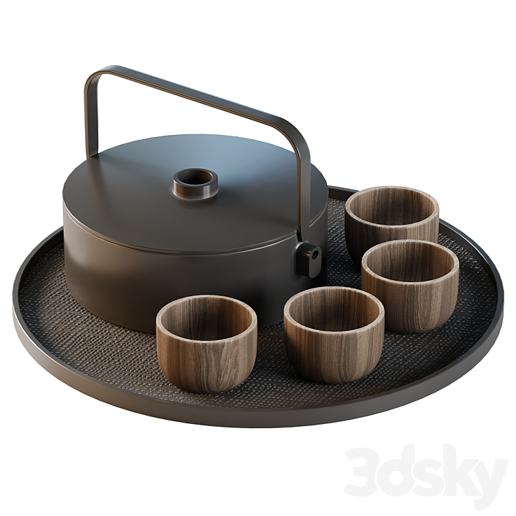 Decorative tea set | Japanese tea set 03 3DS Max Model - thumbnail 1