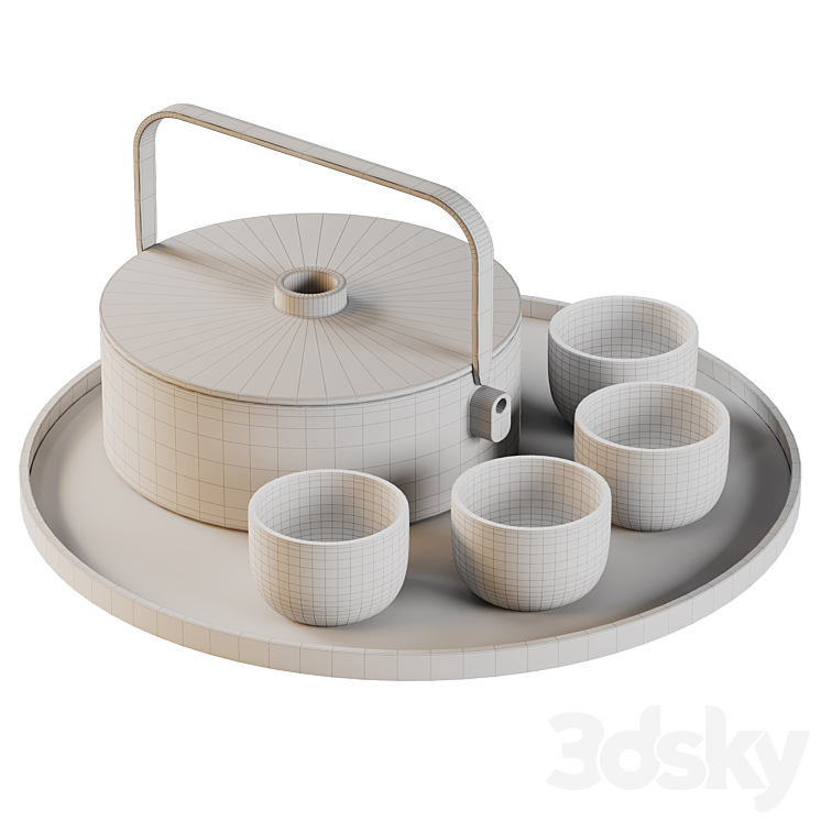 Decorative tea set | Japanese tea set 03 3DS Max Model - thumbnail 2