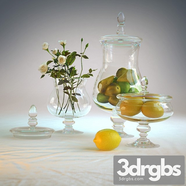 Decorative vase with fruit 3dsmax Download - thumbnail 1