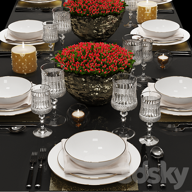 Dining Set 3 3DSMax File - thumbnail 1