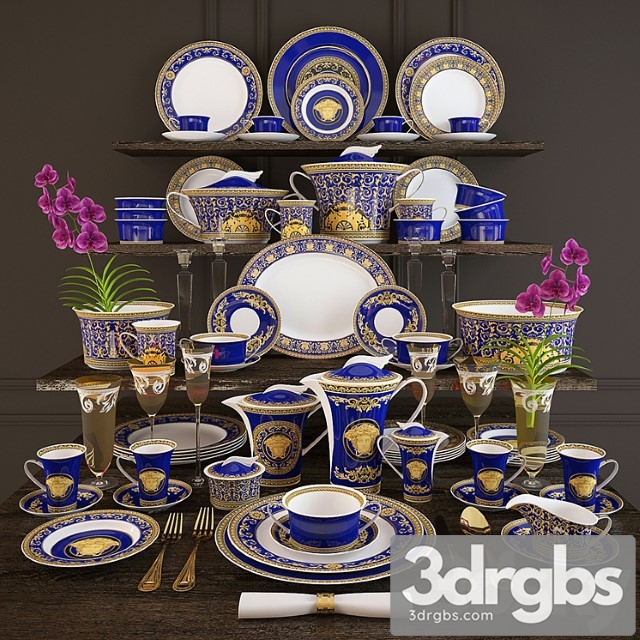 Dinner Rosenthal Versace Medusa Blue 3dsmax Download - thumbnail 1