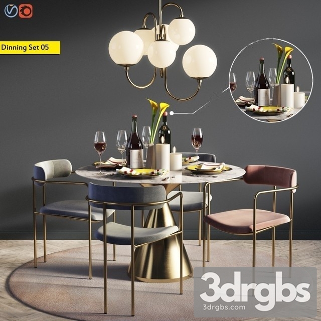 Dinning Set 05 3dsmax Download - thumbnail 1