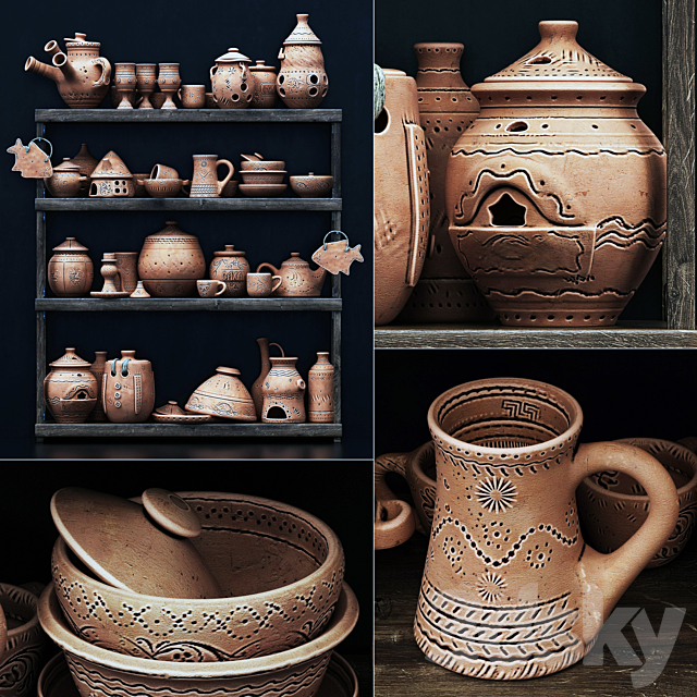 Dishes clay n21 _ Clay dishes ?21 3DSMax File - thumbnail 2