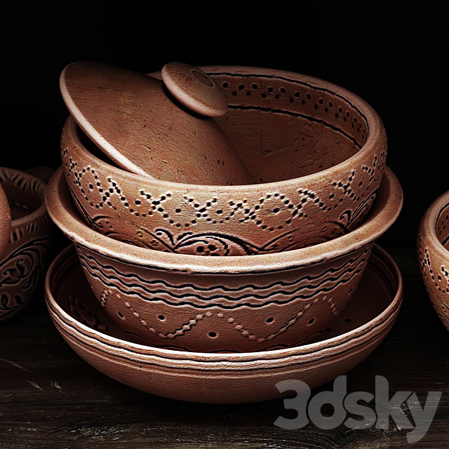 Dishes clay n21 _ Clay dishes ?21 3DSMax File - thumbnail 6