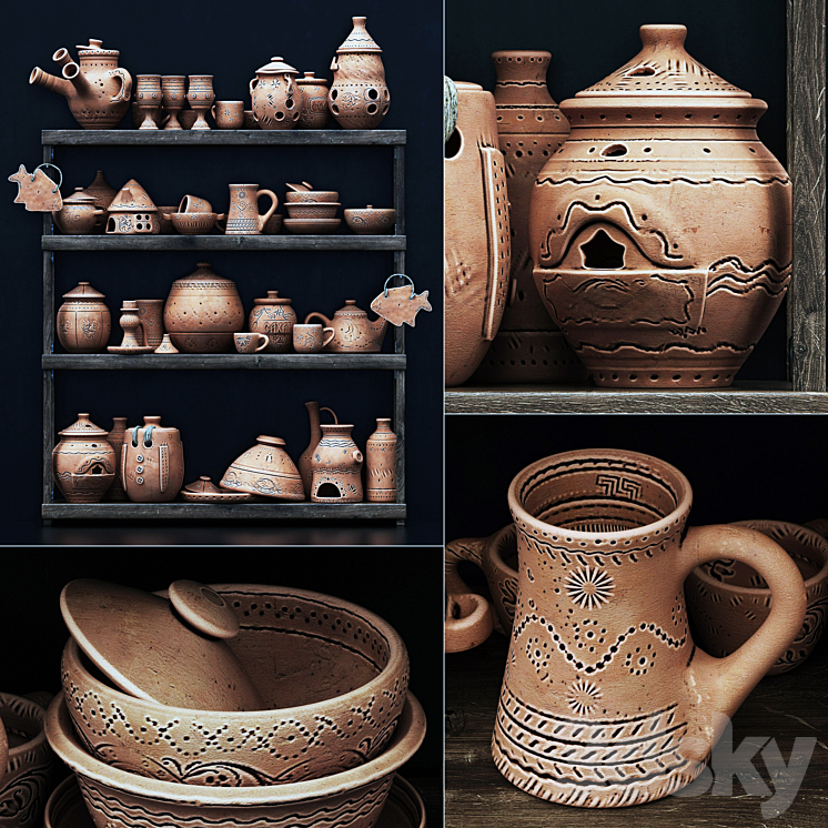 Dishes clay n21 \/ Clay dishes ?21 3DS Max - thumbnail 2