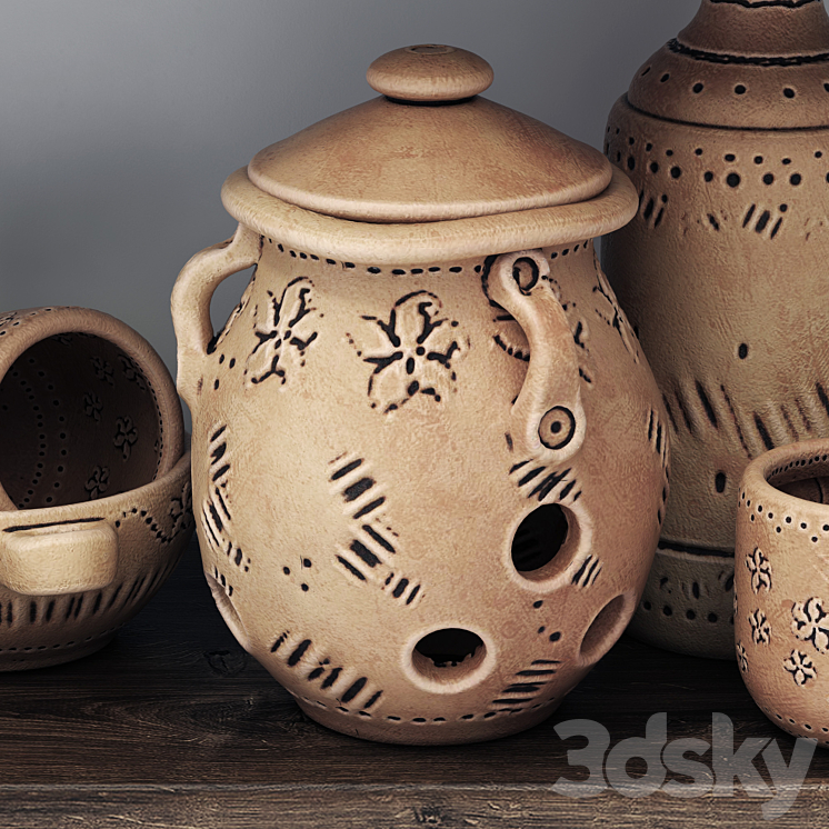 Dishes clay n22 \/ Clay dishes No. 22 3DS Max - thumbnail 2