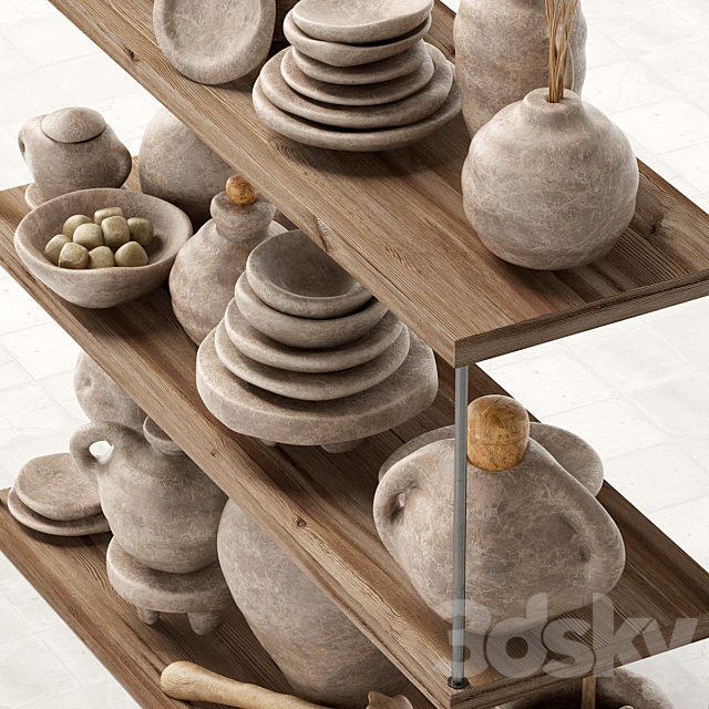 Dishes clay rack n7 _ Rack with clay dishes No. 7 3DSMax File - thumbnail 2