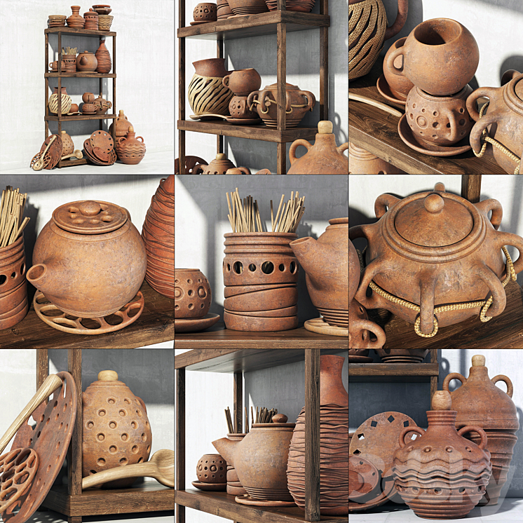 Dishes clay rack n8 \/ Pottery rack N8 3DS Max - thumbnail 2