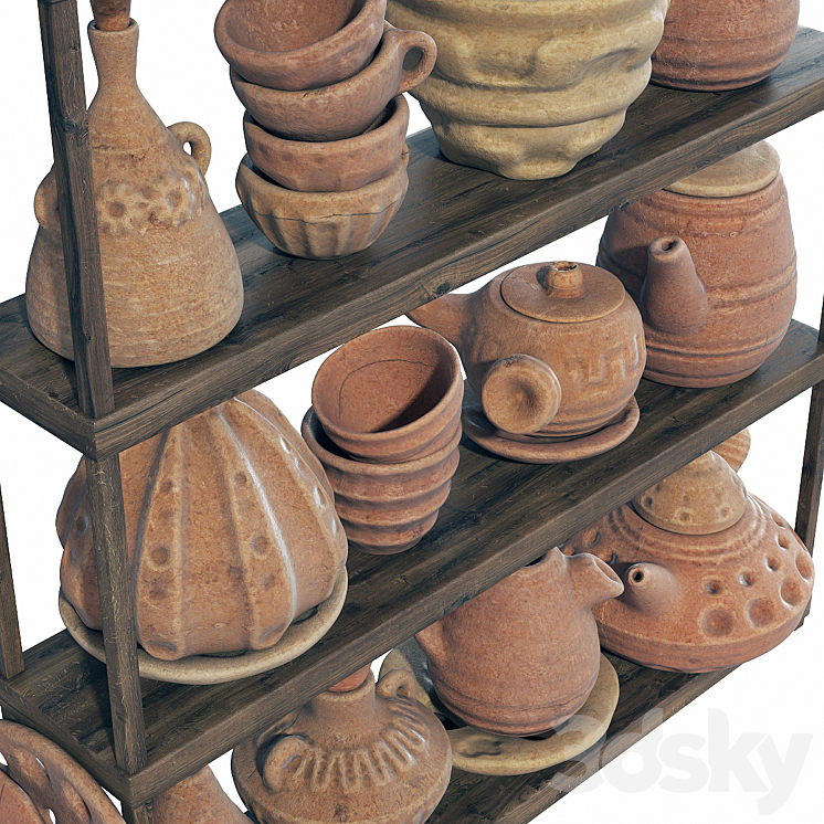 Dishes clay rack n9 \/ Clay crockery rack No. 9 3DS Max - thumbnail 2