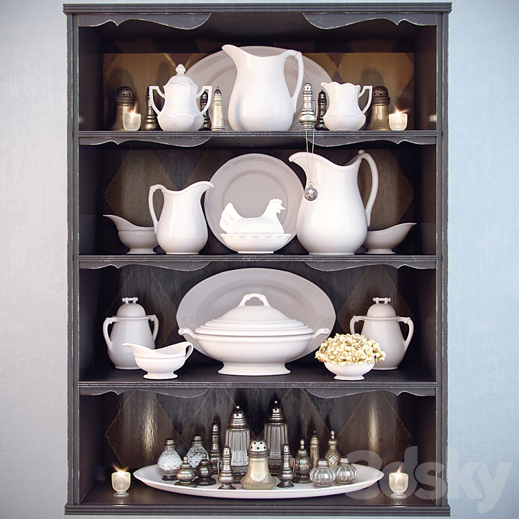 Dishes for shelves; Decor Shelf 3DS Max - thumbnail 1