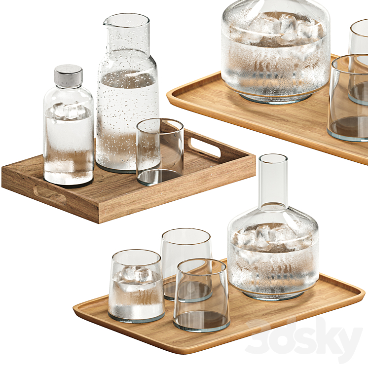 dishes tableware set 01 3DS Max Model - thumbnail 1