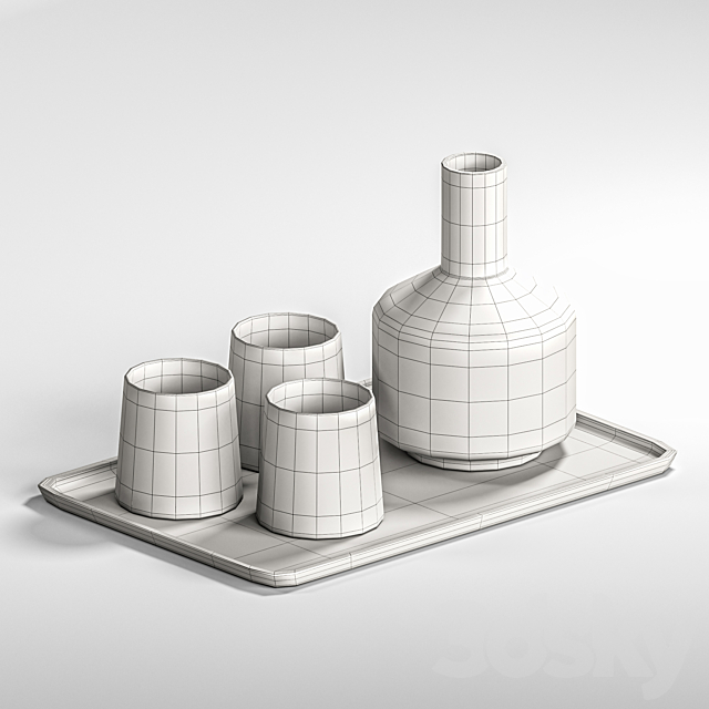 dishes tableware set 01 3DS Max Model - thumbnail 4