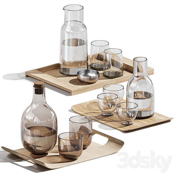 dishes tableware set 03 3DS Max Model - thumbnail 1