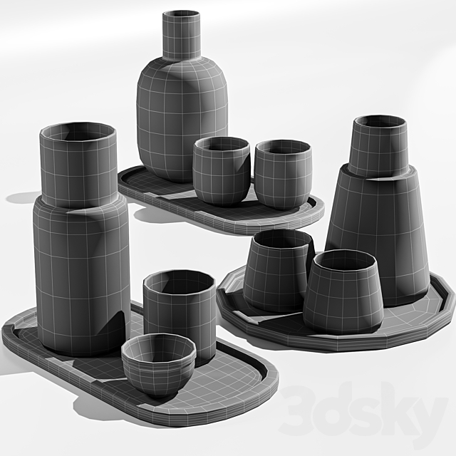 dishes tableware set 04 3DS Max Model - thumbnail 5