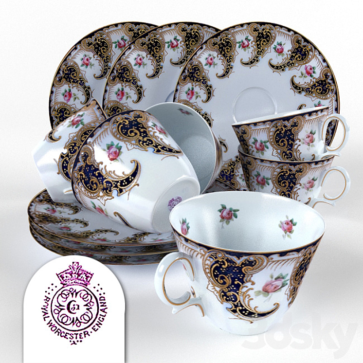 English tea pair 3DS Max - thumbnail 1