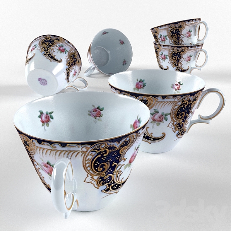 English tea pair 3DS Max - thumbnail 2